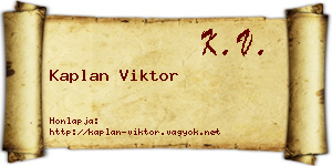 Kaplan Viktor névjegykártya